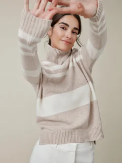 Clara Cashmere Turtleneck In Stripe