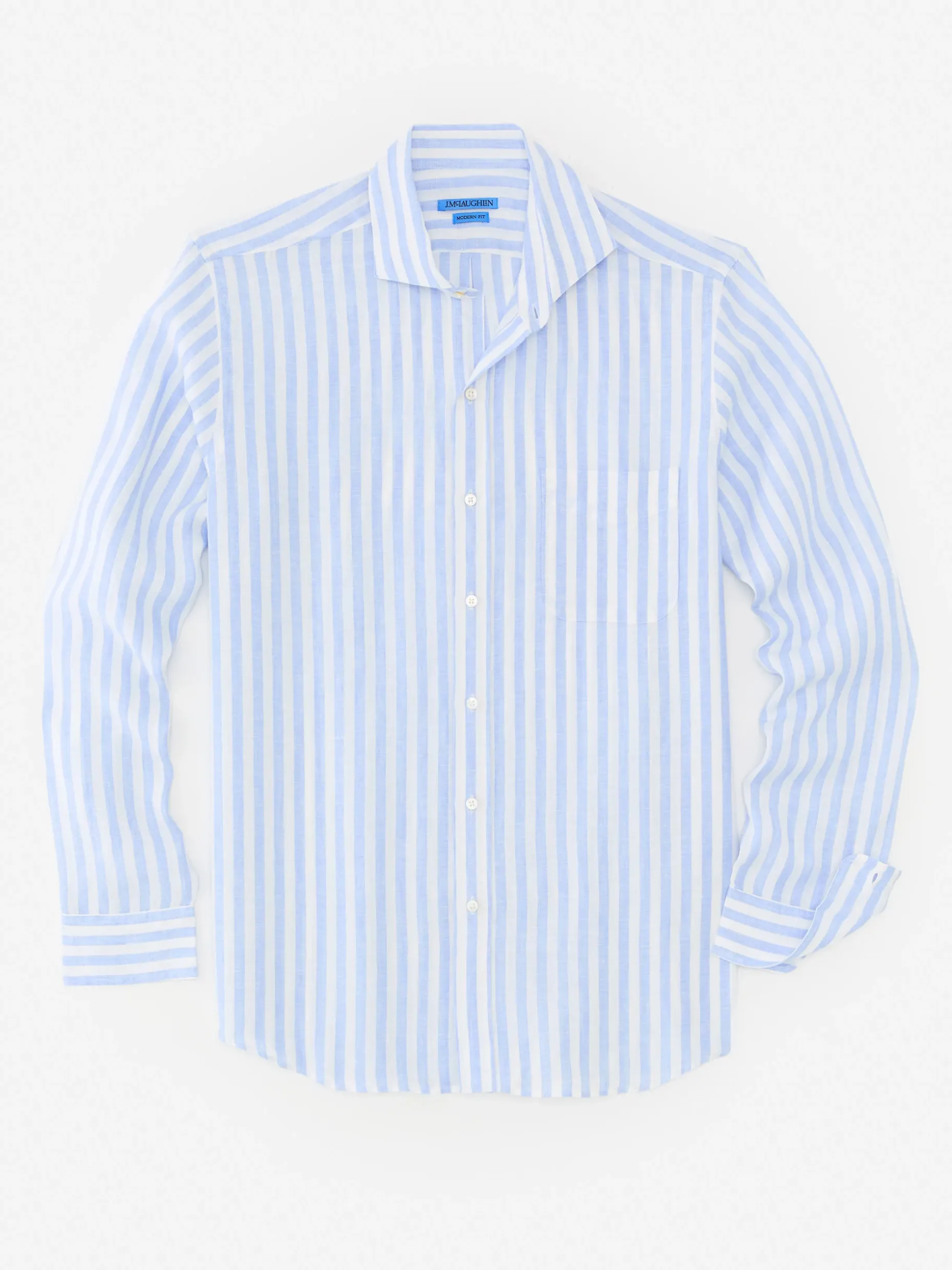 Drummond Modern Fit Linen Shirt In Bengal Stripe